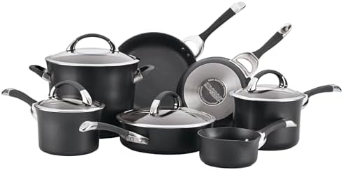 Circulon Symmetry Hard Anodized Nonstick Cookware, Cooking Pots, Induction Pots and Pans Set, 11-Piece, Black