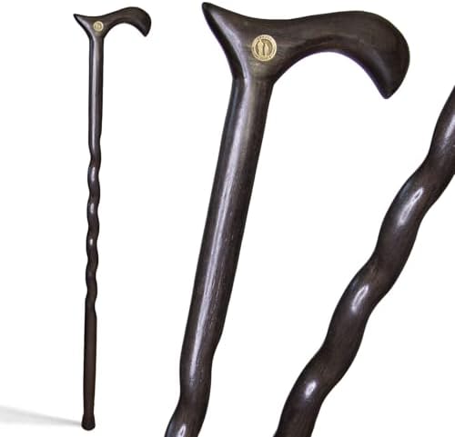 Brazos Handcrafted Wood Walking Cane, Twisted Oak, Derby Style Handle, for Men & Women, Made in The USA