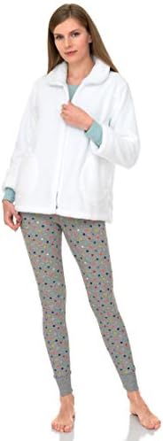 TowelSelections Women's Bed Jacket Zip Front Cardigan Fleece Robe Lounge Coverup