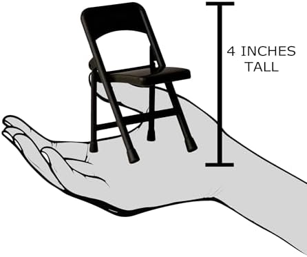 Set of 6 Black Plastic Toy Folding Chairs for Wrestling Action Figures | Build Complete Ringside and Backstage Scenes with 6 Functional Black