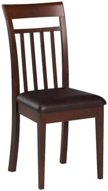 East West Furniture CAC-MAH-LC Capri Kitchen Dining Chairs - Faux Leather Upholstered Solid Wood Chairs, Set of 2, Mahogany