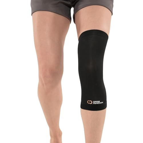 Copper Compression Knee Sleeve - Copper Infused Knee Stabilizer Support Brace for Meniscus Tear, ACL, MCL, Arthritis, Joint Pain Relief, Running, Sports, Hiking - Men & Women - Fits Right/Left - L