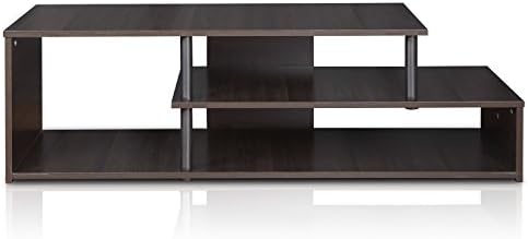 Furinno Econ Low Rise TV Stand, Espresso/Black | Open Shelf, TV Console for TV up to 46 Inch, for Living Room, Bedroom