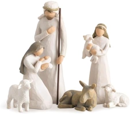 Willow Tree Shepherd and Stable Animals, Sculpted Hand-Painted Nativity Figures, 4-Piece Set | Designed by Artist Susan Lordi, Build the Nativity Scene, a Timeless Holiday Tradition to Display on Mantel or Tabletop