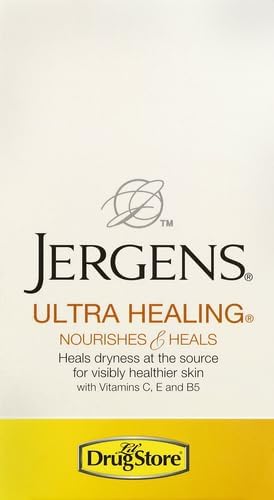 Jergens Ultra Healing Lotion, Hand and Body, Dry Skin Travel Size Moisturizer, for Absorption into Extra Dry Skin, Use After Washing Hands, 1 Ounce, with HYDRALUCENCE blend, Vitamins C, E, B5