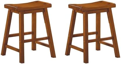Homelegance Saddleback 24-Inch Height Barstool, Cherry, Set of 2