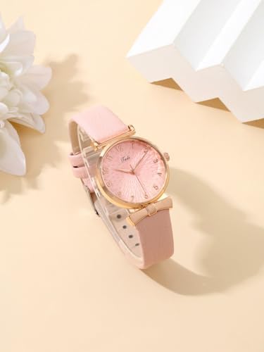 Top Plaza Ladies Classic Leather Analog Quartz Watch | Women Easy Read Arabic Numerals Watches Casual Dress Wrist Watch,Rose Gold Case
