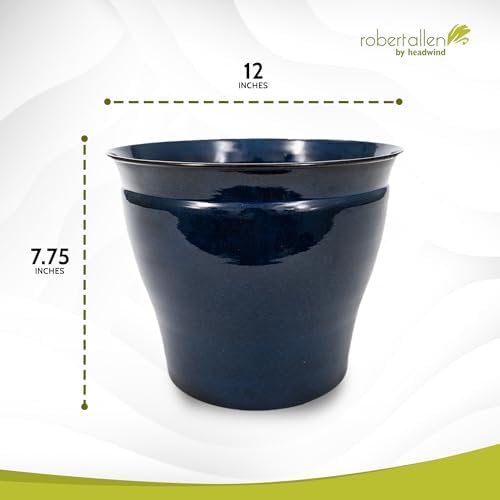 Headwind Glazed Ironstone Avery Collection Decorative Plant Pot – 6" Midnight Sapphire Glazed Decorative Pot – Lightweight & Durable Flower Pots