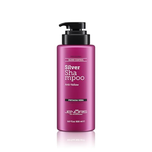 Jenoris Silver Purple Shampoo For Blonde, Silver, Gray & Lightened Hair – Neutralizes Yellow & Brassy Tones – Enriched with Natural Oils