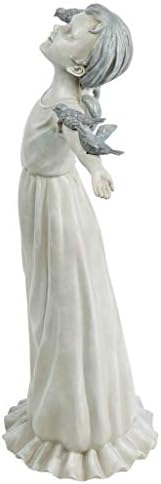 Design Toscano Basking in Glory Little Girl with Birds Outdoor Garden Statue, Medium, 16 inches tall, Cast Stone Resin, Two Tone Stone Finish