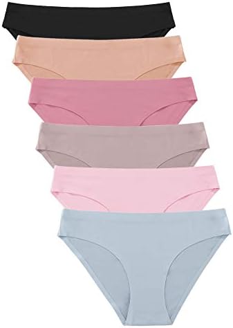 FINETOO 6 Pack Women’s Seamless Hipster Underwear No Show Panties Invisibles Briefs Soft Stretch Bikini Underwears XS-XL