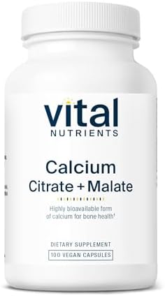 Vital Nutrients - Calcium (Citrate/Malate) - Most Bioavailable Form of Calcium - 100 Vegetarian Capsules per Bottle - 150 mg