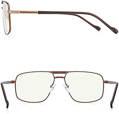Reading Glasses for Men Square Double Bridge Blue Light Blocking Computer Readers