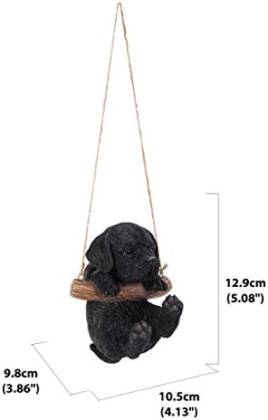 Hi-Line Gift Ltd Hanging Black Lab Puppy Resin Statue, Realistic Animal, 4.2 x 4 x 5 inches, Home & Garden Decor, Gift for Dog Lovers
