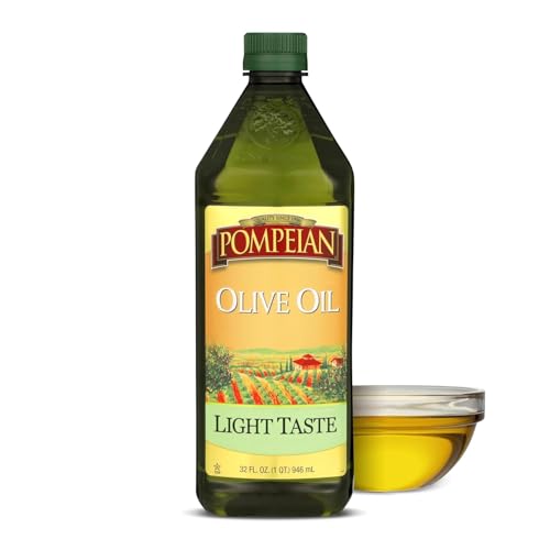 Pompeian Light Taste Olive Oil - 48 fl oz | Olive Oil for High Heat Cooking - Light Flavor for Baking and Sauteing - High Smoke Point