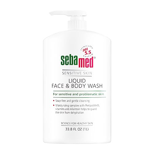 SEBAMED Paraben-Free Face and Body Wash With Pump for Sensitive and Delicate Skin pH 5.5 Ultra Mild Dermatologist Recommended Cleanser 33.8 Fluid Ounces (1 Liter) Set of 2 Value Pack, green