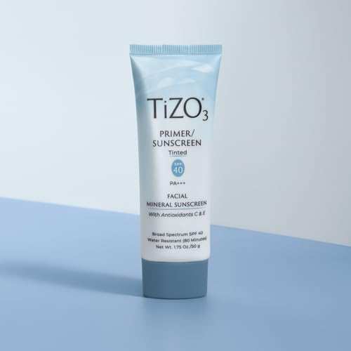 TiZO3 Facial Mineral Sunscreen and Primer, Tinted Broad Spectrum SPF 40 with Antioxidants, Sheer matte finish, Fragrance-Free, Oil-Free
