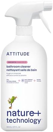 ATTITUDE Bathroom Cleaner Spray, EWG Verified, Plant-Based & Vegan, Safe for Bathroom Surfaces, Tiles, Tubs, Shower Walls, and Grout, Citrus Zest Scent, 27.1 Fl Oz