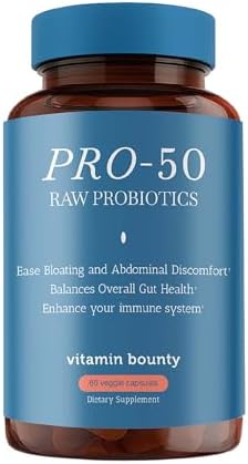 Vitamin Bounty Pro-50 Probiotic 50 Billion CFU - 13 Strain Supplement for Men & Women + Prebiotics - Digestive Health & Gut Support - Lactobacillus & Bifidobacterium - Delayed Release Capsules, 2 Pack
