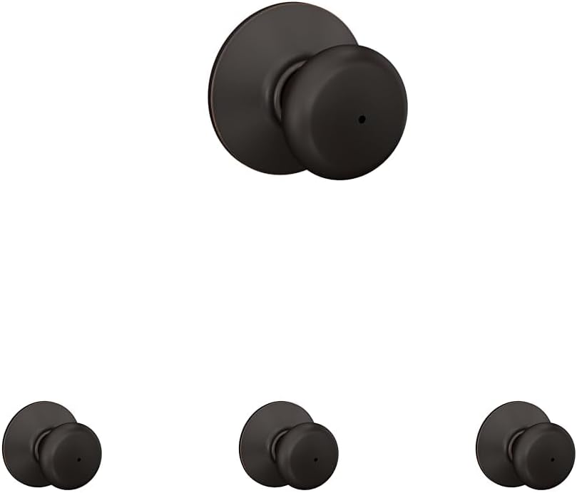 Schlage Plymouth Bed/Bath Privacy Door Knob with Lock, Satin Nickel | Interior bedroom or bathroom door knob with push button lock, Easy to install, Certified durability, Universal fit