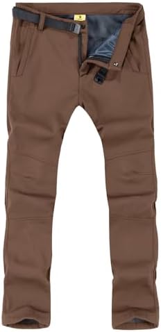 TBMPOY Men's Snow Ski Hiking Pants Waterproof Winter Fleece Lined Pants Camping Skiing Ice Fishing Pants with Belt