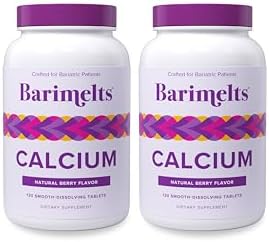 BariMelts Calcium Citrate with Vitamin D3 & Magnesium, 120 Smooth-Dissolving Tablets (1-Month Supply), Bariatric Calcium Supplements for Women, Natural Berry Flavor​