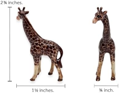 WitnyStore Tiny 2¾" Brown Standing Look Right Giraffe Figurine - Miniature Hand Made Ceramic Giraffes Tropical Savanna Africa Wild Life Cute Animals Porcelain Decorative Collectible Figure Décor Gifts