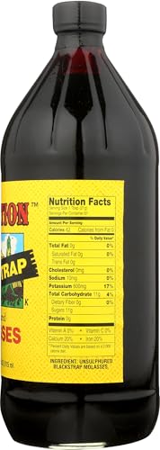 Plantation Organic Blackstrap Molasses 31 oz – Unsulphured, USDA Organic, Rich Robust Flavor for Baking, Cooking & Beverages; Natural Sweetener.