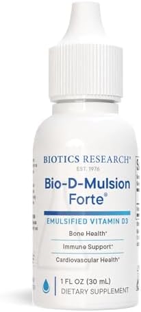 BIOTICS RESEARCH Bio-D-Mulsion Forte Liquid Vitamin D Drops 4000 IU – Vitamin D3 2000iu /Drop for Adults –Best Absorption, Strengthens Bones