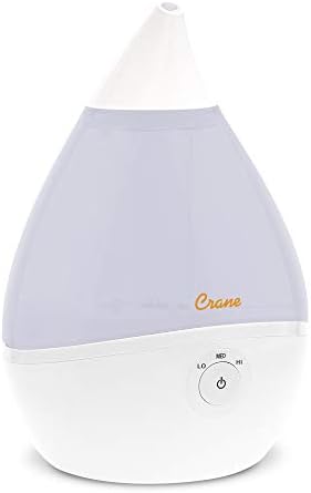 Crane Droplet Ultrasonic Small Air Humidifiers for Bedroom and Office, 0.5 Gallon Cool Mist Humidifier for Plants and Home, Humidifier Filters Optional, Blue and White