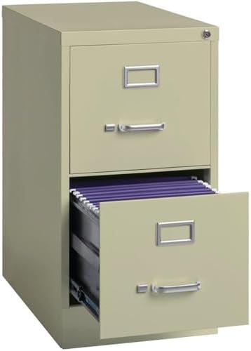 Scranton & Co 22" 4-Drawer Metal Letter Width Vertical Filing Cabinet in Beige, Lockable, Sturdy Steel Construction, Office or Home Use, Durable Letter Size File Storage