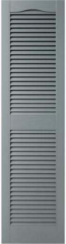 Ekena Millwork 14.5 in. W x 48 in. H Builders Edge, Standard Cathedral Top Center Mullion, Open Louver Shutters, Includes Matching Installation Spikes (Per Pair), 002 - Black