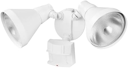 Globe Electric 17000273 180-Degree 240 W Twin Head White Hardwired Motion Sensor Security Flood Light, Spotlight, Outdoor, Outside House Lights