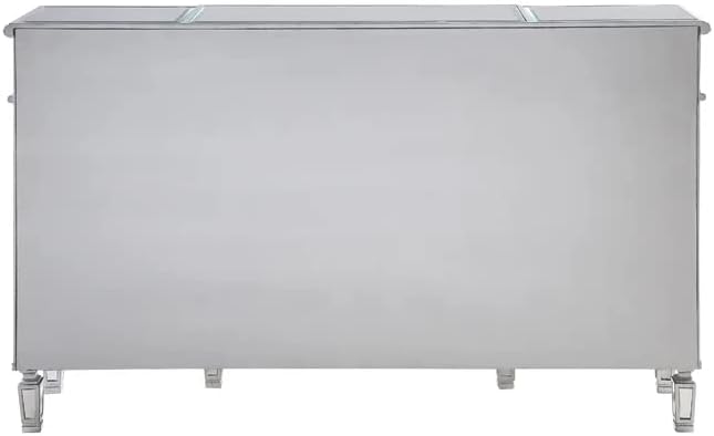 60" Silver Wood Frame Mirrored Panels Andrea Storage Sideboard Buffet Cabinet for Living Room