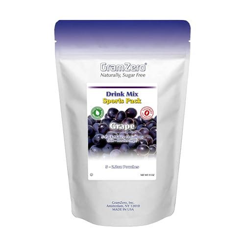 GramZero Grape Sugar Free Drink Mix Sports Pack, Great For Nutrition Club Loaded Teas, Zero Calorie, Stevia Sweetened