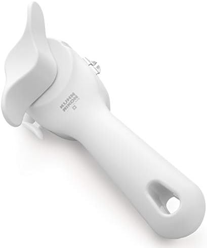 Kuhn Rikon Auto Safety LidLifter Can Opener with Ring-Pull Tool – Smooth-Edge Side-Cut Design for Safe, Touch-Free Lid Removal – Easy-Turn Handle, Swiss Engineered, Red