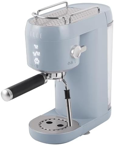 ELLE 1L Espresso Maker Latte and Cappuccino Maker with 20 Bar Pump Pressure and Illuminated Touch Button with Milk Frothing System and Cup Warmer 1400W White