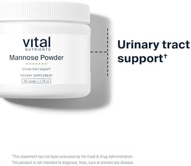 Vital Nutrients Mannose Powder 50g - Vegan D-Mannose Supplement for Urinary Tract and Bladder Support - Gluten, Dairy, Soy Free - Non-GMO - 25 Servings