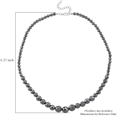 Blue Color Hematite Beaded Necklace Silvertone 560.00 ctw 20.5-22.5"