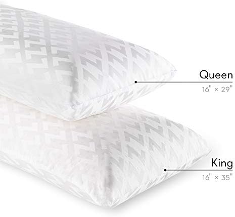 MALOUF Zoned Dough Gel-Infused Memory Foam Bed Pillow-5-Year U.S. Warranty-Queen-Mid Loft, Queen Mid Loft