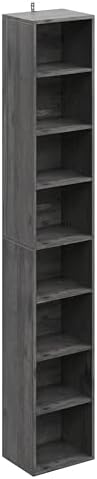 IRONCK Tall Narrow Bookshelf 8 Tiers, Compact Corner Bookcase, Floor Standing Display Storage Shelves 71 in Tall, Easy to Match for Living Room, Office, Study, Bedroom