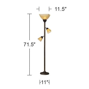Antonio 71 1/2" Bronze and Champagne Glass Torchiere Floor Lamp