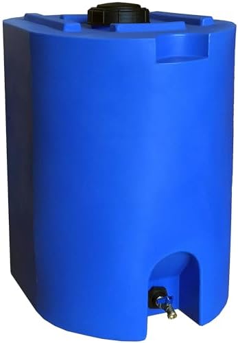 WaterPrepared 55 Gallon Unique Stackable Utility Water Tank, Blue | Emergency Water Storage Tank with Large Cap and Spigot for Easy Filling