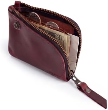 Hide & Drink, Leather Zippered Wallet, Holds Up to 6 Cards Plus Folded Bills, Pouch Organizer, Cash Holder, Travel Essentials, Mini, Pocket-Size, Handmade (Bourbon Brown)