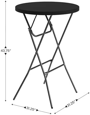Flash Furniture Elon 32' Round Folding Bar Height Table for Parties and Commercial Events, Indoor/Outdoor Plastic Tall Round Table, White | Lightweight, Easy Storage, Commercial Grade