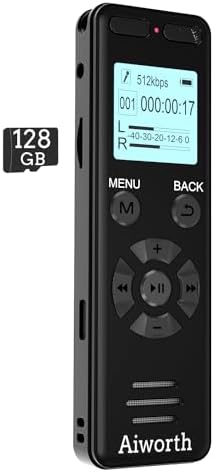136GB Digital Voice Recorder Voice Activated Recorder for Lectures Meetings - aiworth 9860 Hours Sound Audio Recorder Dictaphone Recording Device