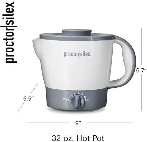 Proctor Silex 32oz Adjustable Temperature Hot Pot, Electric Kettle for Tea, Boiling Water, Cooking Ramen, Noodles and Soup, PFAS-Free Nonstick Coating