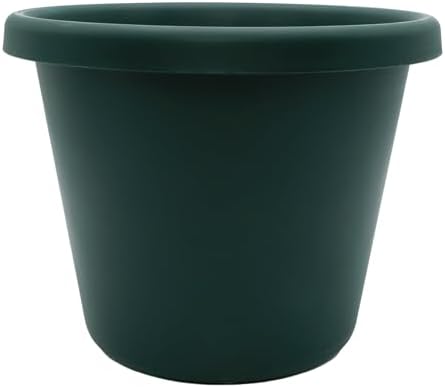 The HC Companies Classic Round Plastic Plant Pot w/Rolled Rim - Lightweight & UV Resistant Flower Pot for Herbs & More - Outdoor & Indoor Plant Pots w/Drainage (15.5 inch Warm Gray, Pack of 1)