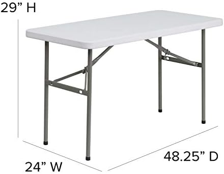 Flash Furniture 5-Foot Granite White Plastic Folding Table | Lightweight, Easy Storage, Commercial Grade