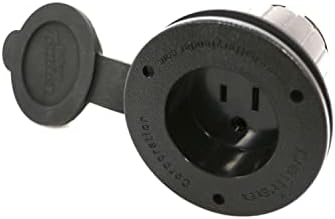 Battery Tender Marine AC - Black Plug Power Port Receptacle - AC Power Flanged Port Inlet Plug - High Grade AC Electrical Connection Adapter with